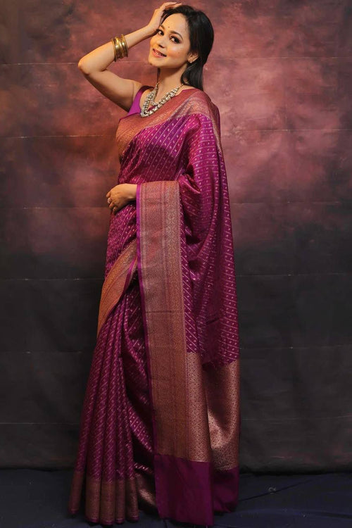 Load image into Gallery viewer, Innovative Purple Soft Silk Saree With Jazzy Blouse Piece
