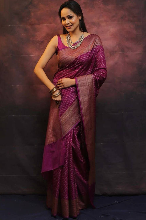 Load image into Gallery viewer, Innovative Purple Soft Silk Saree With Jazzy Blouse Piece
