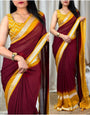 Surreptitious Maroon Digital Printed Chiffon Saree With Transcendent Blouse Piece