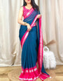 Ineffable Rama Digital Printed Chiffon Saree With Rhapsody Blouse Piece