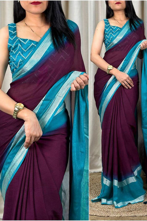 Load image into Gallery viewer, Quixotic Wine Digital Printed Chiffon Saree With Radiant Blouse Piece
