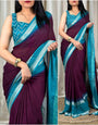 Quixotic Wine Digital Printed Chiffon Saree With Radiant Blouse Piece