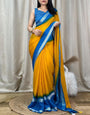 Vivacious Yellow Digital Printed Chiffon Saree With Supernal Blouse Piece