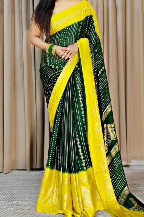 Load image into Gallery viewer, Amiable Dark Green Digital Printed Chiffon Saree With Vivacious Blouse Piece
