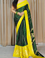 Amiable Dark Green Digital Printed Chiffon Saree With Vivacious Blouse Piece