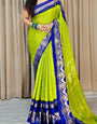 Winsome Mehndi Digital Printed Chiffon Saree With Sonorous Blouse Piece