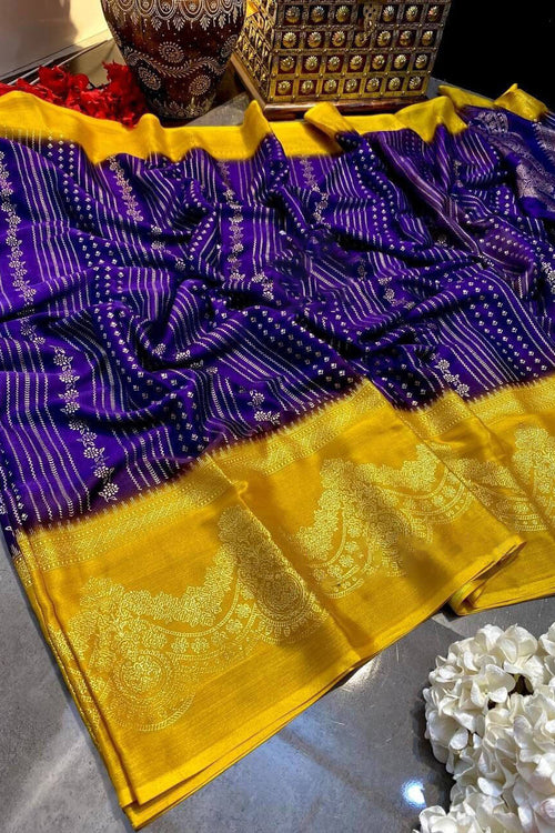 Allure Royal Blue Digital Printed Chiffon Saree With Effulgent Blouse ...