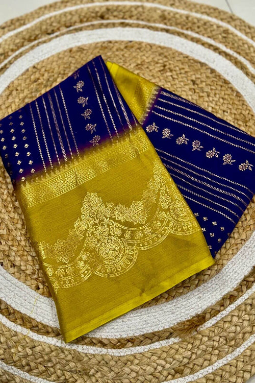 Allure Royal Blue Digital Printed Chiffon Saree With Effulgent Blouse ...