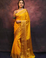 Ailurophile Yellow Soft Silk Saree With Demesne Blouse Piece