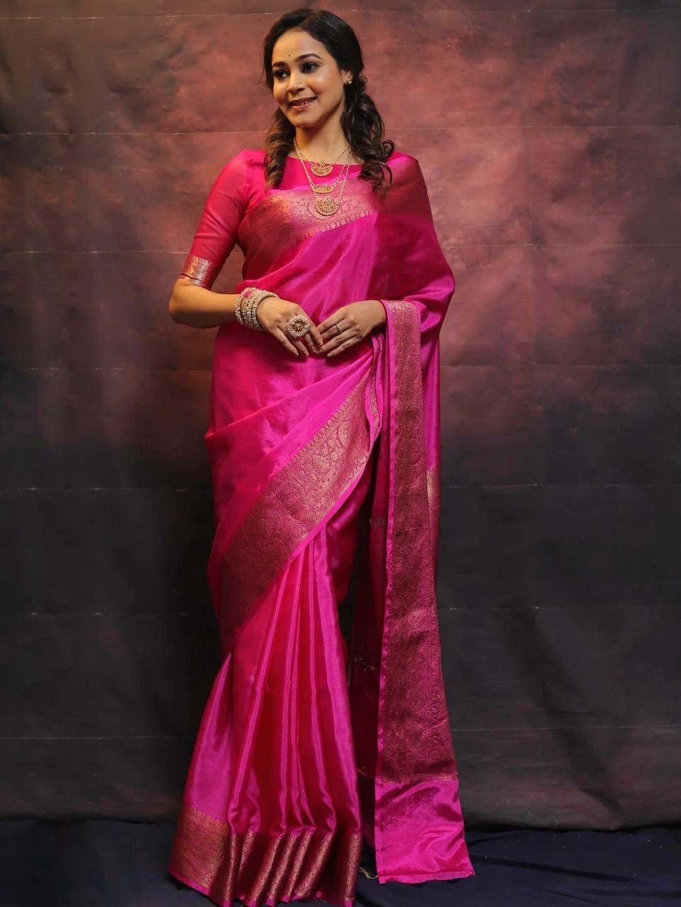 Mesmeric Dark Pink Soft Silk Saree With Fairytale Blouse Piece