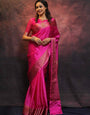 Mesmeric Dark Pink Soft Silk Saree With Fairytale Blouse Piece