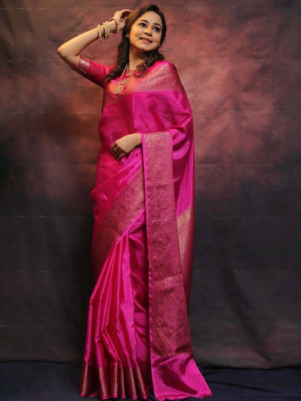 Mesmeric Dark Pink Soft Silk Saree With Fairytale Blouse Piece