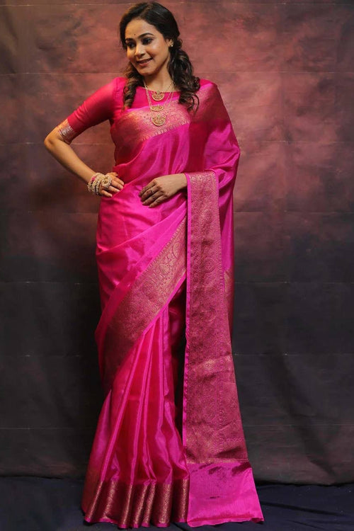 Load image into Gallery viewer, Mesmeric Dark Pink Soft Silk Saree With Fairytale Blouse Piece
