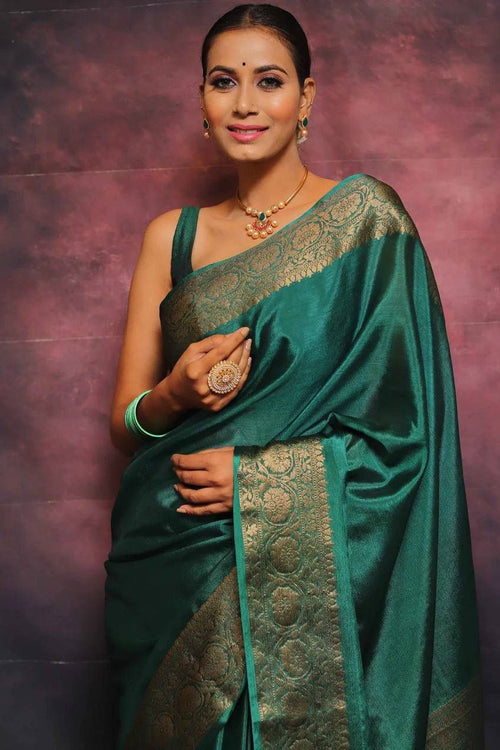 Load image into Gallery viewer, Sumptuous Rama Soft Silk Saree With Felicitous Blouse Piece
