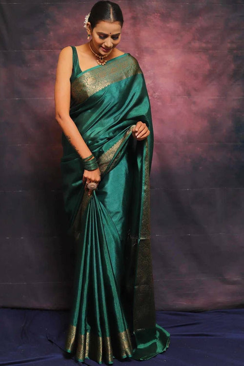 Load image into Gallery viewer, Sumptuous Rama Soft Silk Saree With Felicitous Blouse Piece
