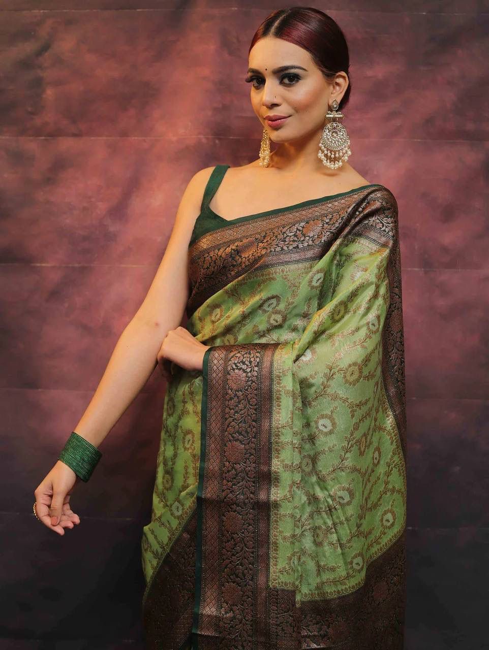 Precious Pista Soft Silk Saree With Smart Blouse Piece