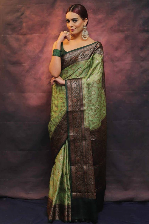 Load image into Gallery viewer, Precious Pista Soft Silk Saree With Smart Blouse Piece
