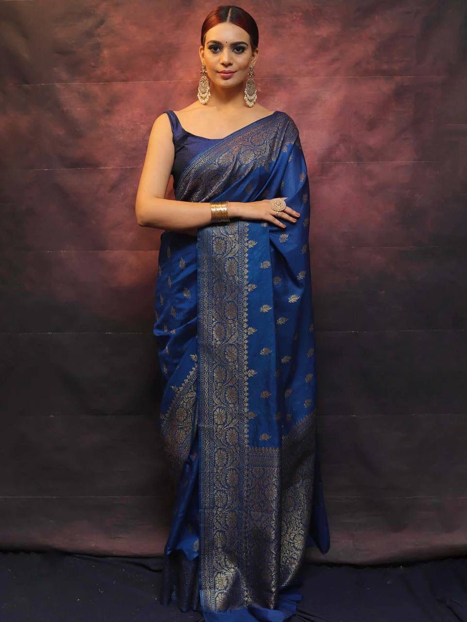 Precious Blue Soft Silk Saree With Flamboyant Blouse Piece