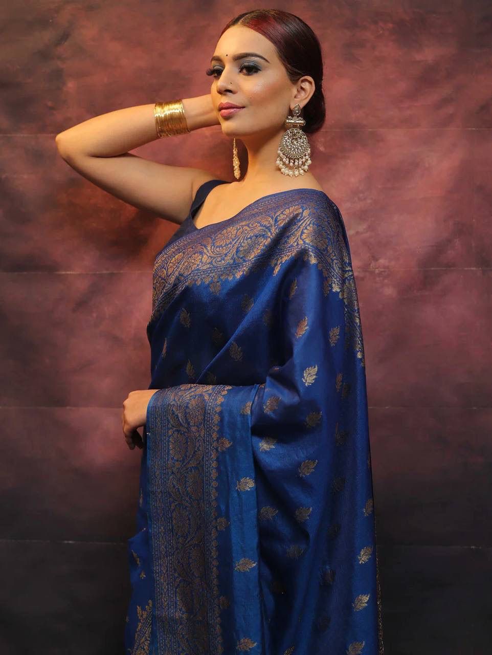 Precious Blue Soft Silk Saree With Flamboyant Blouse Piece