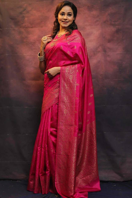 Load image into Gallery viewer, Jazzy Dark Pink Soft Silk Saree With Appealing Blouse Piece
