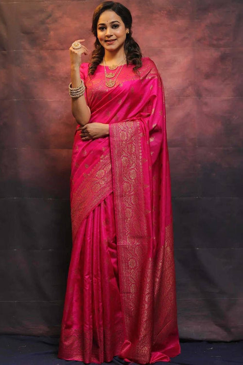 Load image into Gallery viewer, Jazzy Dark Pink Soft Silk Saree With Appealing Blouse Piece
