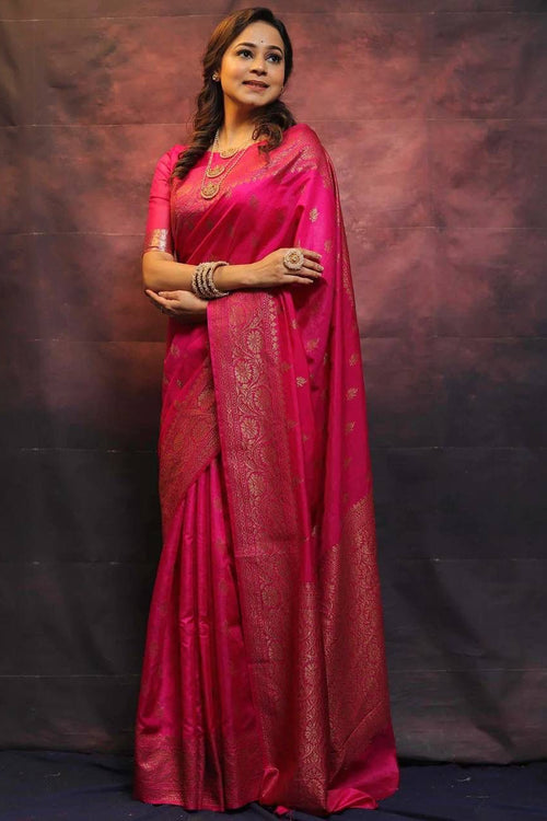 Load image into Gallery viewer, Jazzy Dark Pink Soft Silk Saree With Appealing Blouse Piece
