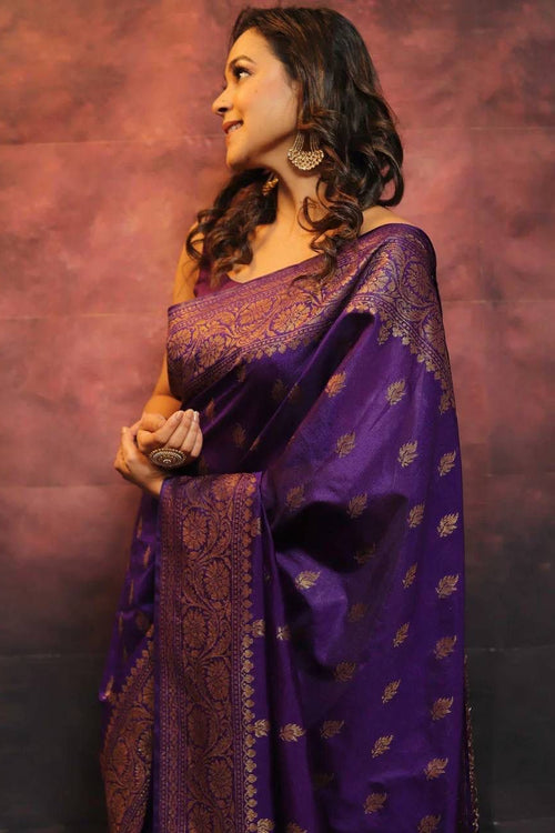 Load image into Gallery viewer, Radiant Purple Soft Silk Saree With Deserving Blouse Piece
