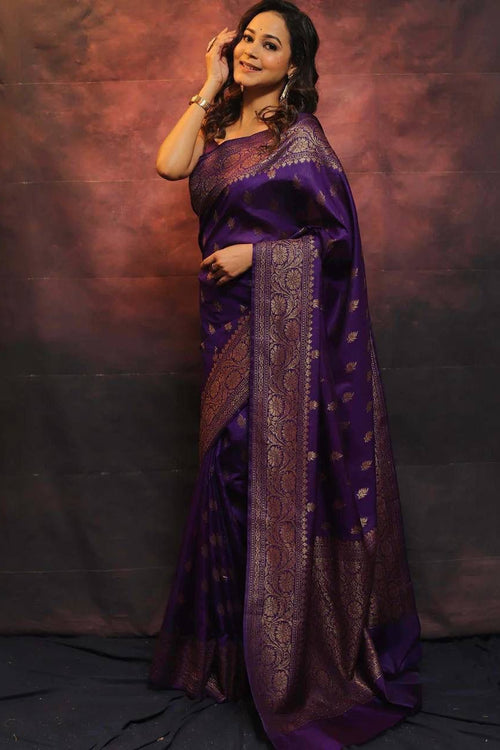 Load image into Gallery viewer, Radiant Purple Soft Silk Saree With Deserving Blouse Piece
