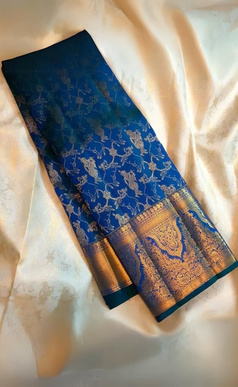 Deserving Blue Soft Silk Saree With Blissful Blouse Piece