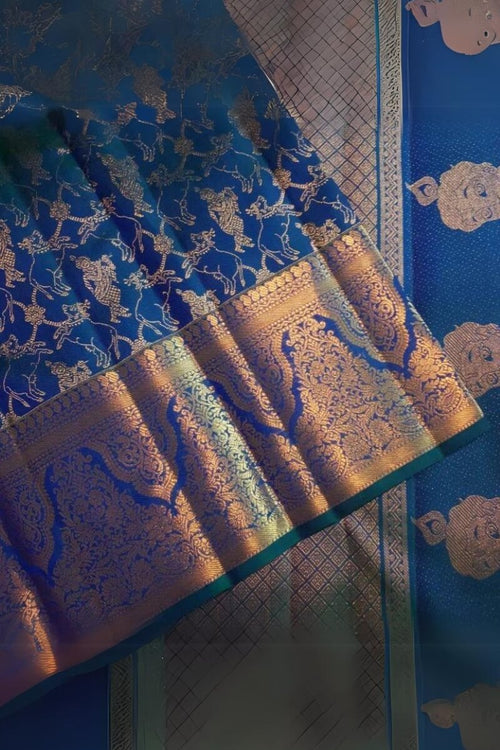 Load image into Gallery viewer, Deserving Blue Soft Silk Saree With Blissful Blouse Piece
