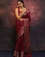 Engrossing Maroon Soft Silk Saree With Inspiring Blouse Piece