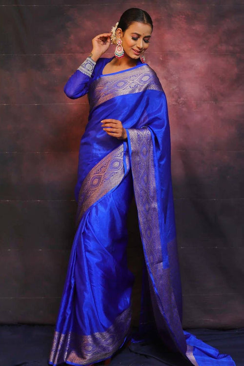 Load image into Gallery viewer, Elegant Royal Blue Soft Silk Saree With Surpassing Blouse Piece
