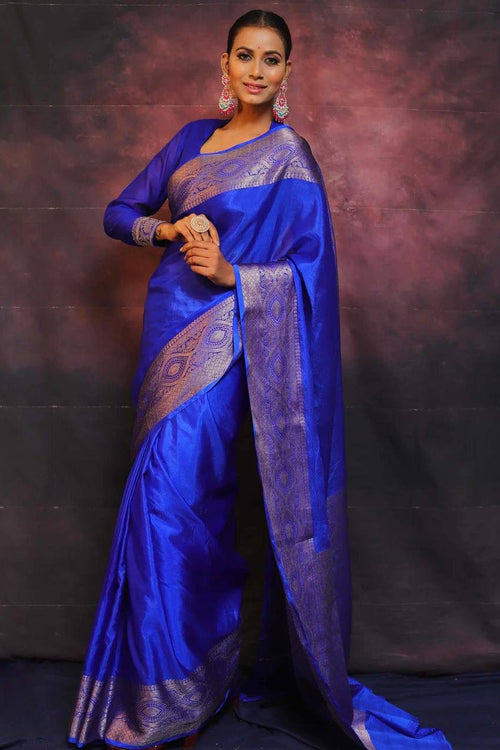 Load image into Gallery viewer, Elegant Royal Blue Soft Silk Saree With Surpassing Blouse Piece
