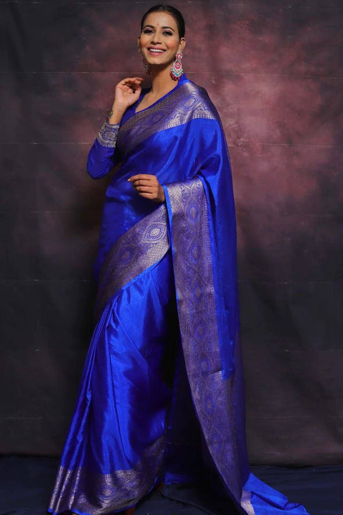 Load image into Gallery viewer, Elegant Royal Blue Soft Silk Saree With Surpassing Blouse Piece
