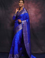 Elegant Royal Blue Soft Silk Saree With Surpassing Blouse Piece