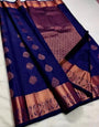 Diaphanous Navy Blue Soft Silk Saree With Confounding Blouse Piece