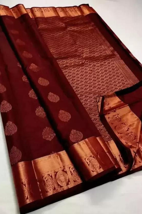 Load image into Gallery viewer, Piquant Wine Soft Silk Saree With Tantalizing Blouse Piece
