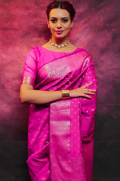 Load image into Gallery viewer, Classy Dark Pink Soft Silk Saree With Dissemble Blouse Piece
