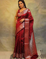 Twirling Maroon Soft Silk Saree With Surpassing Blouse Piece