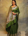 Impressive Mehndi Soft Silk Saree With Energetic Blouse Piece