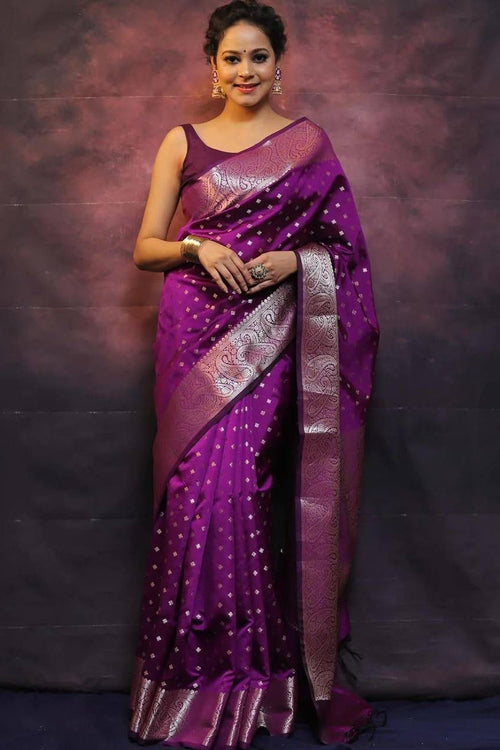 Load image into Gallery viewer, Arresting Purple Soft Silk Saree With Fairytale Blouse Piece
