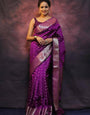 Arresting Purple Soft Silk Saree With Fairytale Blouse Piece