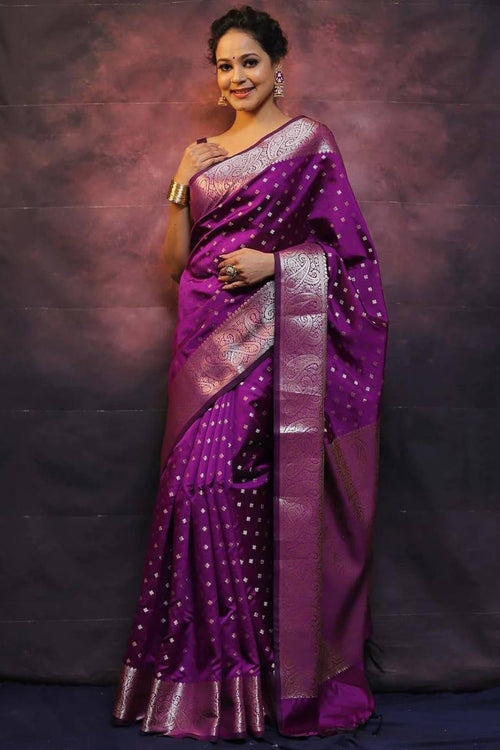 Load image into Gallery viewer, Arresting Purple Soft Silk Saree With Fairytale Blouse Piece
