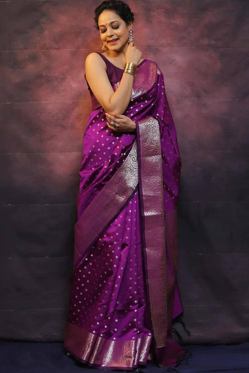 Load image into Gallery viewer, Arresting Purple Soft Silk Saree With Fairytale Blouse Piece
