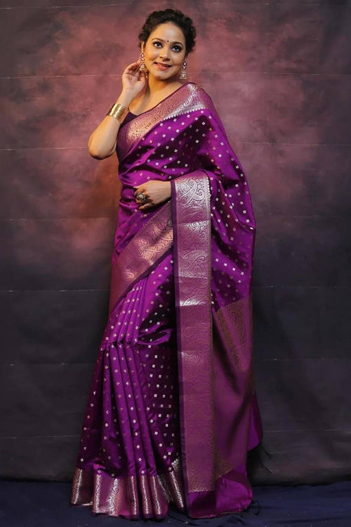 Load image into Gallery viewer, Arresting Purple Soft Silk Saree With Fairytale Blouse Piece
