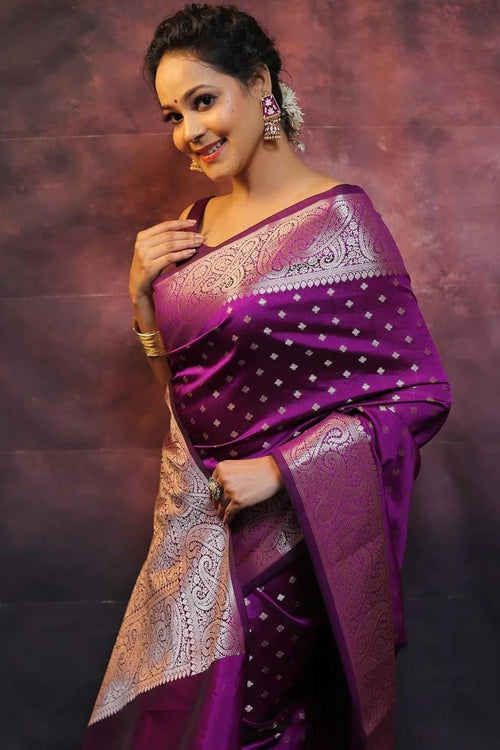 Load image into Gallery viewer, Arresting Purple Soft Silk Saree With Fairytale Blouse Piece
