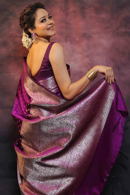 Load image into Gallery viewer, Arresting Purple Soft Silk Saree With Fairytale Blouse Piece
