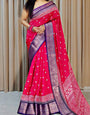 Quixotic Dark Pink Digital Printed Dola Silk Saree With Lustrous Blouse Piece