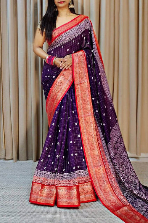 Load image into Gallery viewer, Devastating Purple Digital Printed Dola Silk Saree With Palimpsest Blouse Piece
