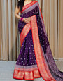 Devastating Purple Digital Printed Dola Silk Saree With Palimpsest Blouse Piece